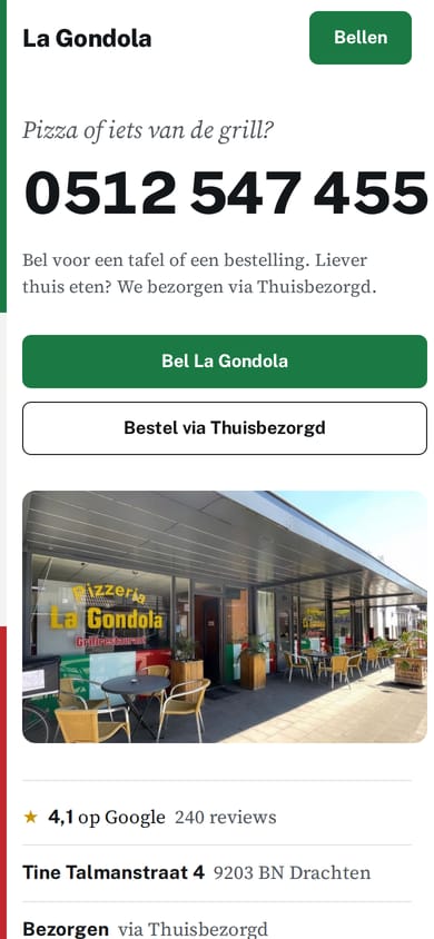 Richting B op een telefoon
